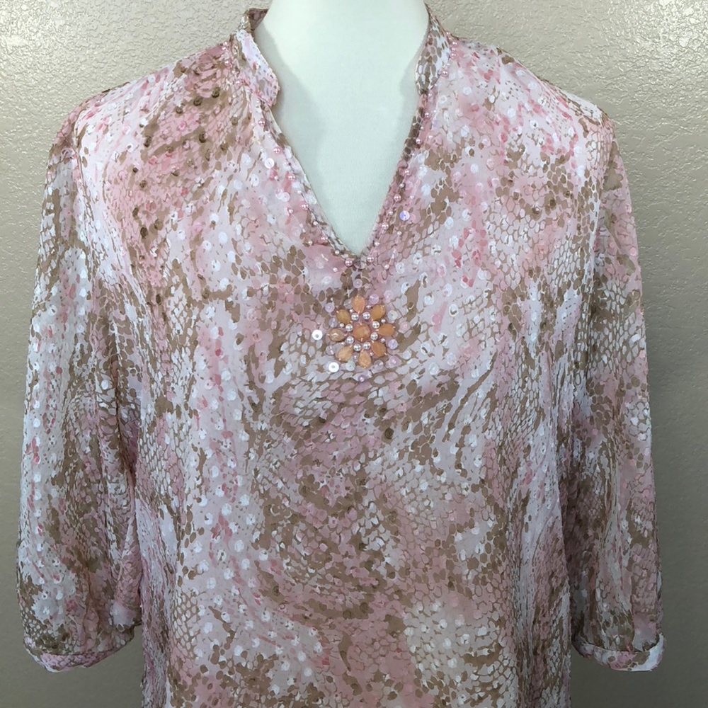 Alfred Dunner Pink Beaded Blouse
